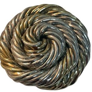 Oversized Sterling Silver Vermeil Brooch Pendant Israel Bat-Ami Modernist Spiral